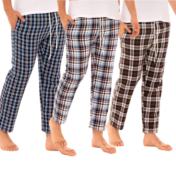 Style It Up Mens Lounge Pants Checked Woven Pyjamas Casual