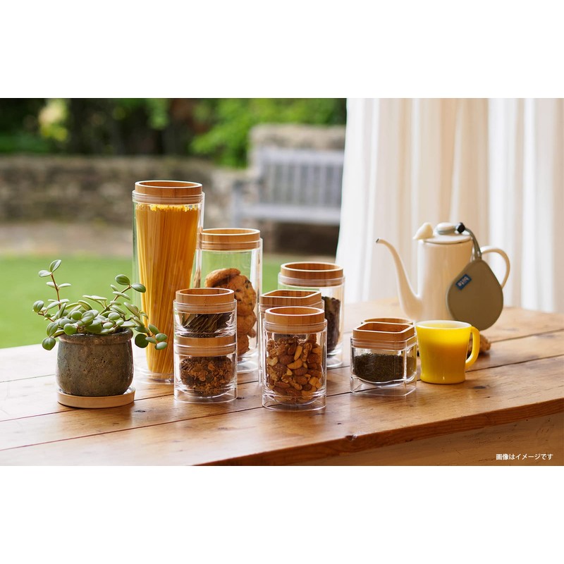 Bitte Canister, Bamboo Series, Overlapping Canister, Natural/Clear, 22.0 fl oz