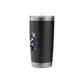 A Pirate's Life For Me Waving Tattered Jolly Roger Flag Stainless Steel Insulated Tumbler