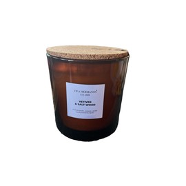 Vila Hermanos Vetiver & Salt Wood Triple Wick Candle with Cork Lid 17.6 Oz