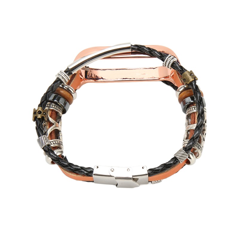 for Xiaomi Mi Band 7 Leather Strap Metal Snap Retro