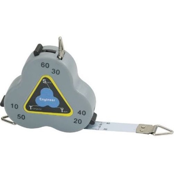 Triangular Scale Tape ENGINEER Scale Tape Measure; Has All of the 10, 20, 30, 40, 50, 60 Scales You'd Find On a Standard Engineer Rule; Accurately Measures Partial Radiuses