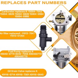 15004-0984 Replacement Carburetor for Kawasaki FR730V FR651V Engines 15004-0986 15004-0826 Fit FS651V FS730V fr691v Mower Includes Air Filter