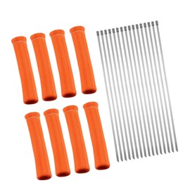 REPAIROCK 8 Pcs High Heat Shield Engine Spark Plug Wire Boots Protector Sleeve Cover with 16 Pcs Stainless Steel Wire Cable Ties Set for Car Orange Auto Replacement Parts