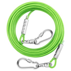 Dog Tie Out Cable for Outside,15FT Heavy Duty Dog Leash&Chains with Swivel Hook,Small-Large Dogs Runner Cable Up to 250lbs, Long Dogs Lead Line for Yard Outdoor and Camping(250lbs 15FT, Green)