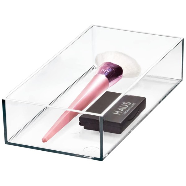 iDesign Sarah Tanno Signature Series dressing table drawer, combinable make-up organiser element made from plastic, transparent, 10.2 x 20.3 x 5 cm.