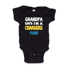 NanyCrafts Baby's My Grandpa Says I'm a Chargers Fan Bodysuit 12 Month Black