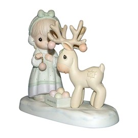 Merry Christmas Deer, 522317, a Precious Moments Porcelain Figurine, 1989, Enesco Corporation