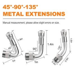 SAFELIFE Valve Stem Extenders 6 Pack, 45 Degree 90 Degree 135 Degree Metal Schrader Tire Valve Extension,Compatible for Dually Wheels Passenger Cars,RV,Stroller,Bicycles,Motorcycles and Trailers