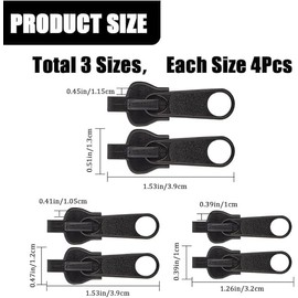 BAKEVIC Zip Zipper, 12 Piece Zip Repair Set, Removable Zip Zip Pull Fixer Zip Repair Set for Universal Zip, Clothing, Bed Train, Luggage