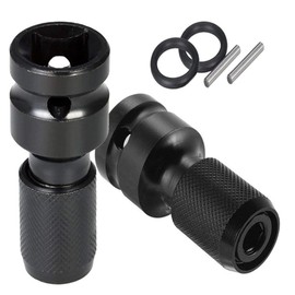 Shallho 2 pieces 1/2 inch square drive to 1/4 inch hex female quick release socket adapter converter chuck adapter for impact wrench