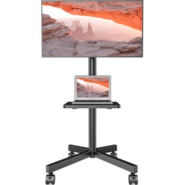 AX WABER Mobile TV Stand for 23-60 Inch LCD LED Flat/Curved Panel Screen TVs, Rolling TV Cart Holds up to 88Lbs Portable Stand with Shelf Rolling Floor Max VESA 400x400mm