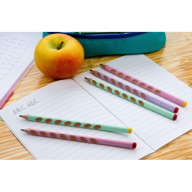 STABILO EASYgraph Ergonomic Triangular Pencil for Left-Handed Users, Pastel Pink,