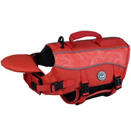 VIVAGLORY Dog Life Jacket with Removable Front Float, Life Vest with Reflective Trims & Extra Padding for Swimming & Boating, Red, L