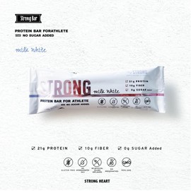 Strong Bar (ストロングバー) プロテインバー プロテイン21g 保存料無添加 砂糖不使用 食物繊維10g 原材料たったの8つ シンプル&ナチュラル処方 国産 12本入り (ミルク)