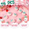 Equsion 24 Pcs Cute Strawberry Plush Kawaii Fruit Keychain Strawberry