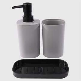 La Briantina Set Bagno in 3 Pezzi – Dispenser Sapone, Bicchiere Portaspazzolini e Portasapone – Design Minimal, Elegante e Versatile – 15x7,5x17,5 cm