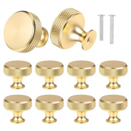 YOZAIUUI 10 Pcs Gold Drawer Knobs: Knurled Cabinet Single Hole Round Wardrobe Knobs with 2 Size Screws for Kitchen Bathroom Closet Dresser Cupboards