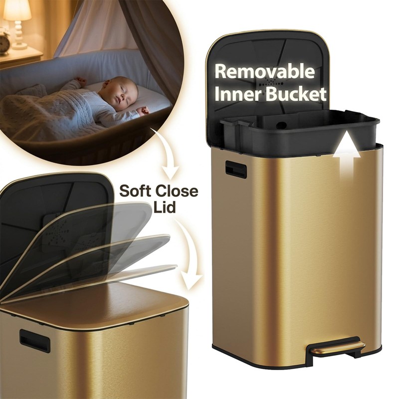 SYNCVIBE Kitchen Trash Can with Lid Soft Close,16 Gallon /