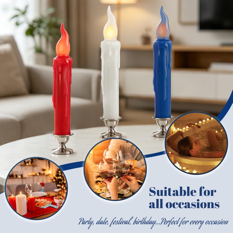 NjaoHoo Real Wax LED Flameless Short Taper Candles with Remote,