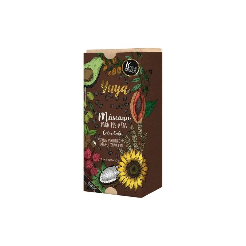 Máscara de Pestañas Voluminizadora Color Café Cruelty Free Hipoalergénica Yuya