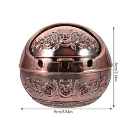 Gatuida Ashtray with Lid Metal Rose Vintage Ash Tray Odorless Windproof Ashtrays Portable Ash Decor Desktop Table Ash Holder Ashtray Odor Eliminator for Indoor
