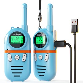 Inspireyes Walkie Talkies for Kids Rechargeable,Toys for Boys and Girls Ages 3-12, 2 Pack Long Range 2-Way Radios, Birthday Gifts,Christmas Stockings, Outdoor Play, Family Games, Hiking Camping Gear