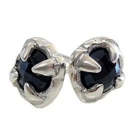 [Silver 925 2 Piece 1 Pairs] Earrings Natural Stone Black Star Men's Women's; amthtew – 023