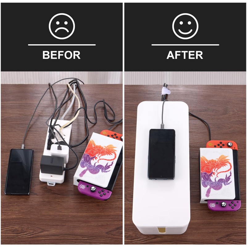 3 Pack Cable Management Box with 18 PCS Cable Management