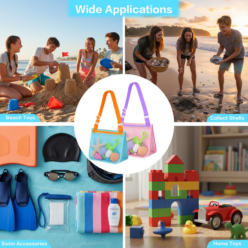 Shell Bags for Beach, Seashell Collecting Bag with Adjustable Shoulder
