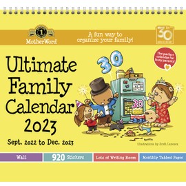 MotherWord Ultimate Wall Calendar, 16-Month, Sept 2022-Dec 2023, English, Tabbed Version, 12''x21.5'' (DDTB112823), Multicolor