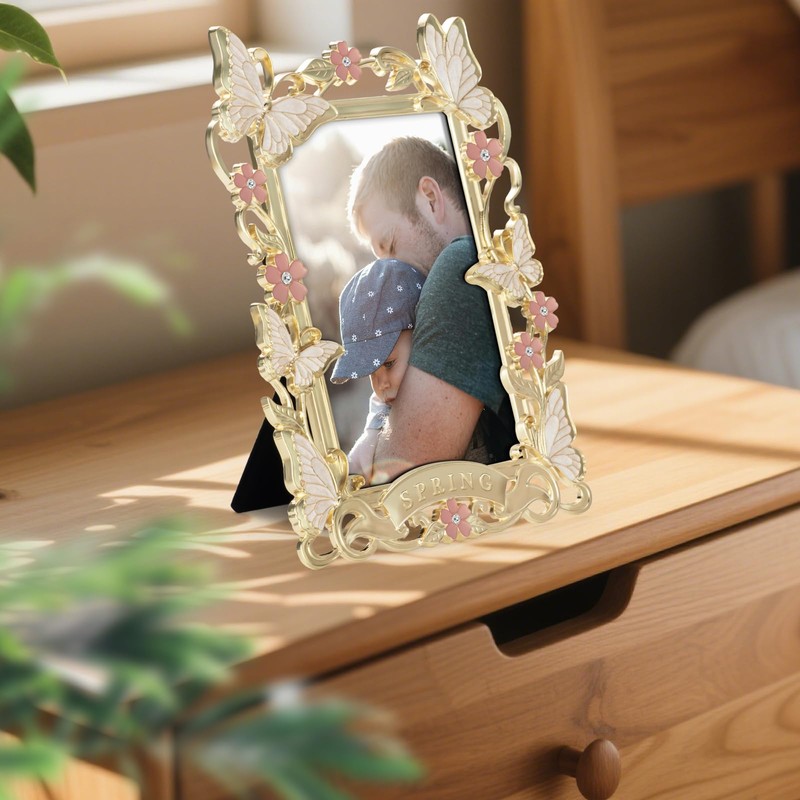 FIHOO 4x6 inch Picture Frame Butterfly Design Spring Style Metal
