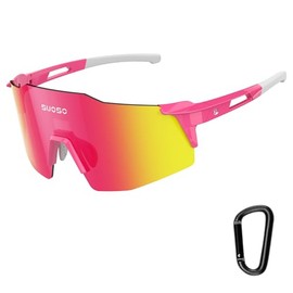 suoso Sports Polarized Sunglasses Men: Youth Baseball Sunglasses, Women Running Glasses Wrap Around Cycling Glasses Pink