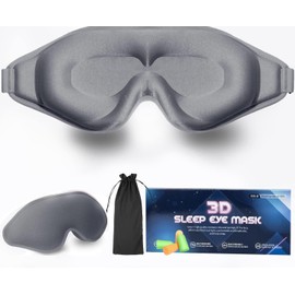 Antifaz para dormir, Máscara 3D para dormir, cubre los 100% los ojos, Bloqueo de luz, Súper suave, Cómoda y ajustable. Para viajes, Trabajo, Siestas (gris)