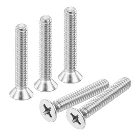 sourcing map 20 pcs 1/4 inches-20x1-1/2 inches Machine Screw Phillips Pan Cross Head Screw Fasteners Bolts 304 Stainless Steel Silver for Wall Socket,House Repairs