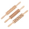 3Pcs Wooden Embossed Rolling Pin Cute Christmas Pattern Engraved Embossing