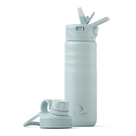 IDEUS Vacuum Insulated Water Bottle, 24 oz Stainless Steel Water Bottles with Straw and Spout Lid, Reusable Metal Water Bottle Leak Proof Gym Water Bottle, BPA-Free(Light Blue)