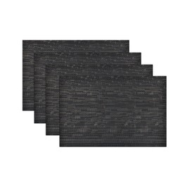 Set of 4 Table Place Mats 45 x 30cm Rectangle Wipe Clean Tableware - Black