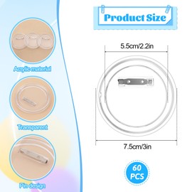 Ptwola 60PCS 3 Inch Clear Button Pins, Acrylic Blank Round Photo Bulk Custom Badge Kit for Picture Badge Make Your Own Buttons Christmas Crafts DIY Supplies