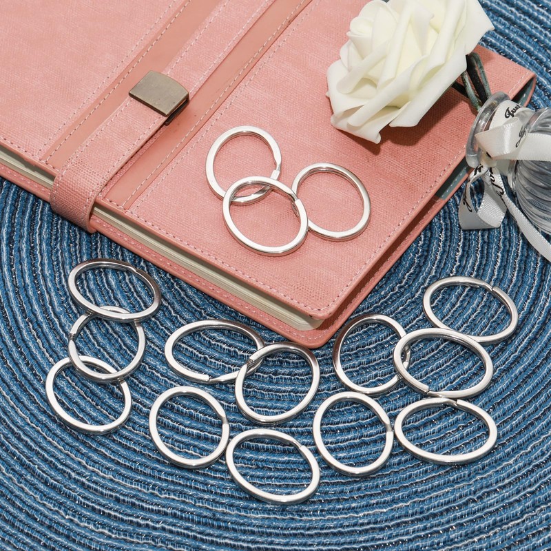 Pocoxll 15Pcs Silver Metal Key Rings, Creative Flat Split Key