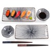 Relaxing Garden 6 piece sushi plate set, 10-inch ceramic rectangle