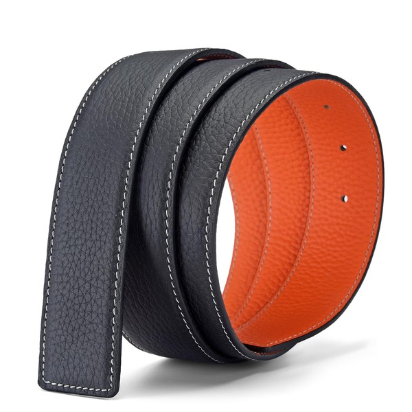 MACBORO Men's Reversible Leather Belt Without Buckle Replacement Belt Strap