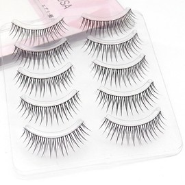 LASGOOS Pestañas Postizas De Uso Diario, Tiras Cruzadas Negras Finas De 7-10 Mm, Pestañas De Rizo Natural, Estilo Cómic Manga, Para Cosplay, En Forma De V, Para Bodas, Fiestas, Trabajo, Maquillaje De