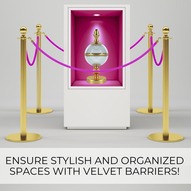 4 PCS Pink Purple Velvet Rope - 5 Ft Barrier