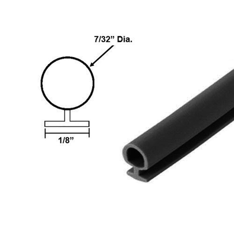 Gordon Glass Black Vinyl Shower Door Bulb Seal 1/8" Backing,