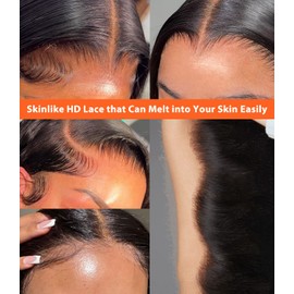 Mlip 2x6 HD Lace Closure Body Wave, 0.10mm Ultra Thin Invisible Swiss Lace, Skinlike Real HD Lace Melt into Skin Perfectly, Pre-plucked Natural Hairline, Raw Indian Human Hair 22 Inches