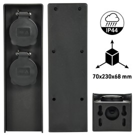 Electraline 300190 Garden Column Socket Tower for Outdoor Wiring, 2 Shcuko Sockets with Lid, IP44