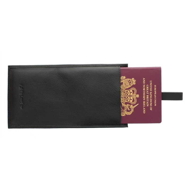 Genuine Leather Security Wallet Pouch with Belt Loop AC501 Black
