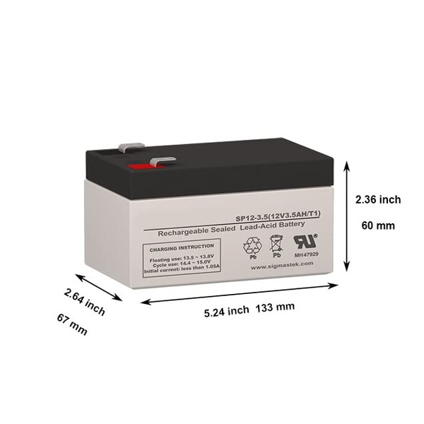 Mighty Max ML3-12 Replacement Battery - 12 Volt 3.5 AH F1 Terminal by SigmasTek