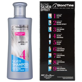 Blond Time Anti-Yellow Shampoo | Shampoo for Grey, White or Light Blonde Hair | Silver Effect | Blue Shampoo | 150 ml
